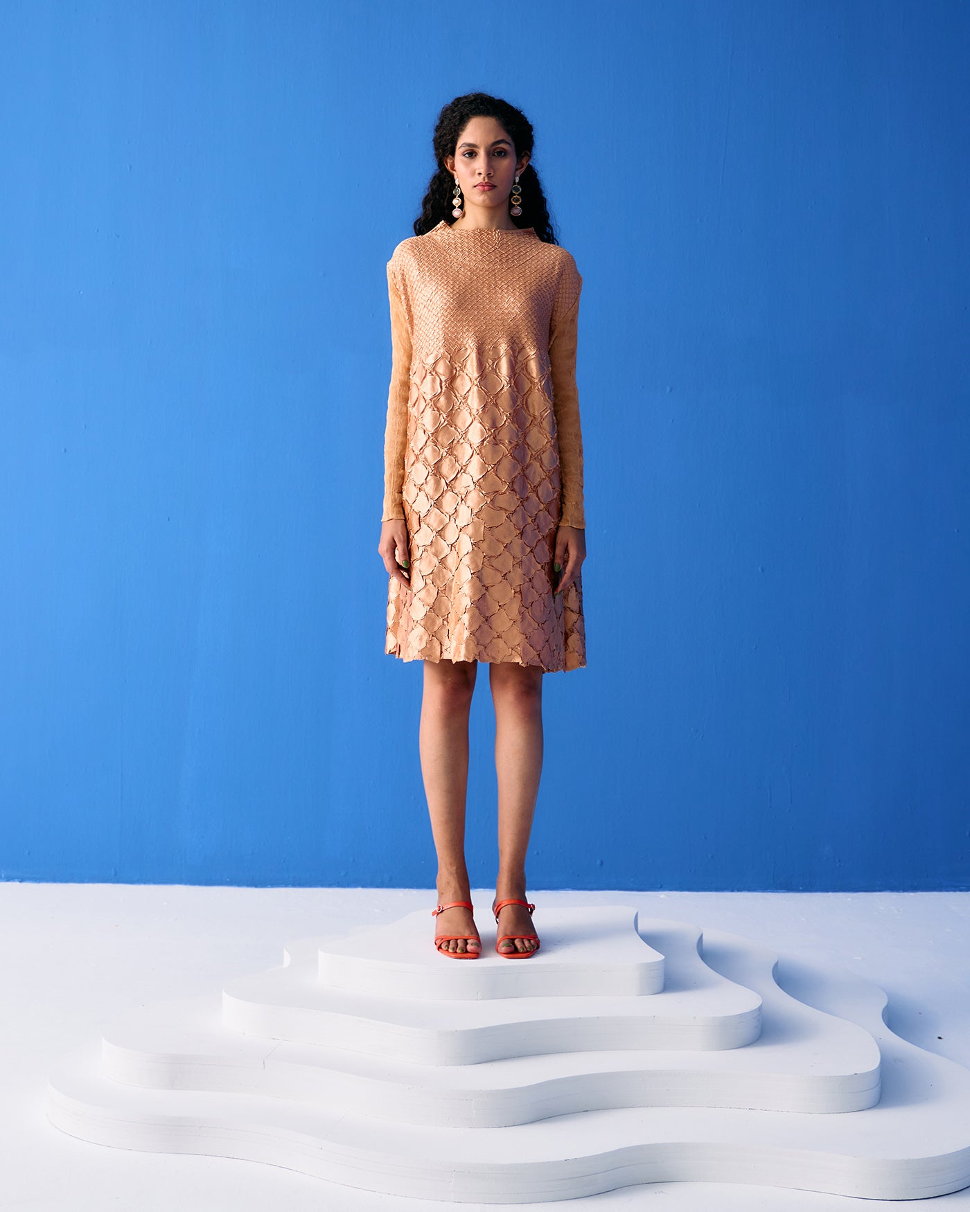 GOLD MERMAID TEXTURED DRESS