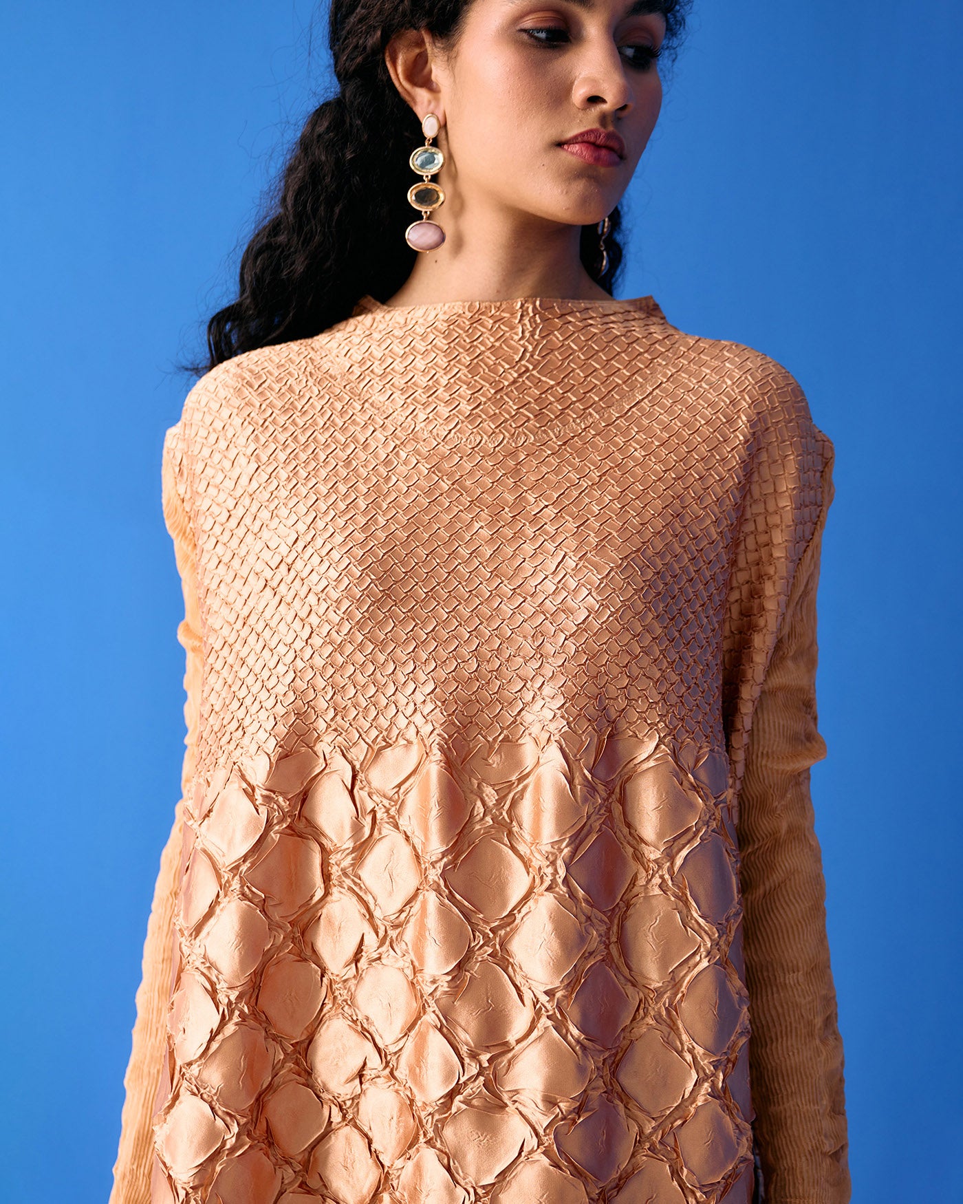 GOLD MERMAID TEXTURED DRESS