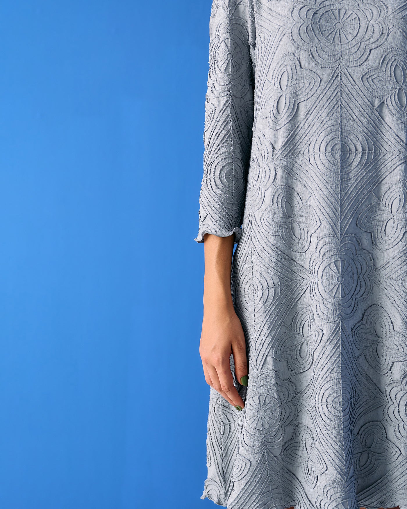 GREY MOSIAC TEXTURED DRESS
