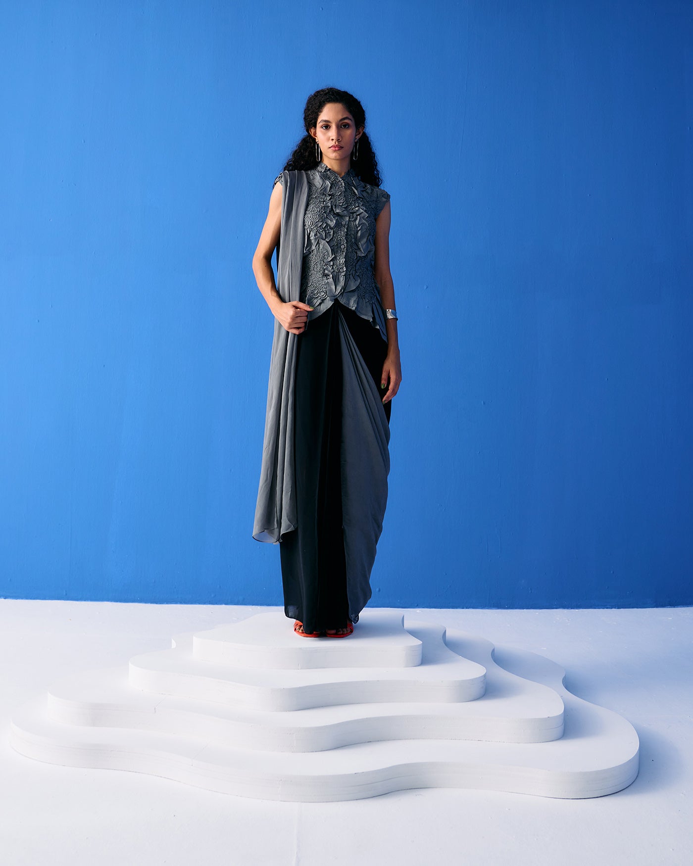 BLACK AND GREY SAREE