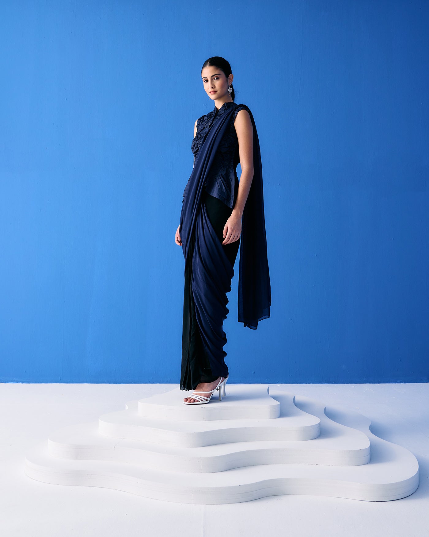 BLACK AND BLUE SAREE