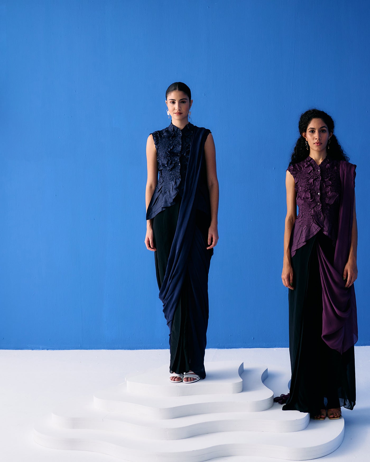 BLACK AND BLUE SAREE