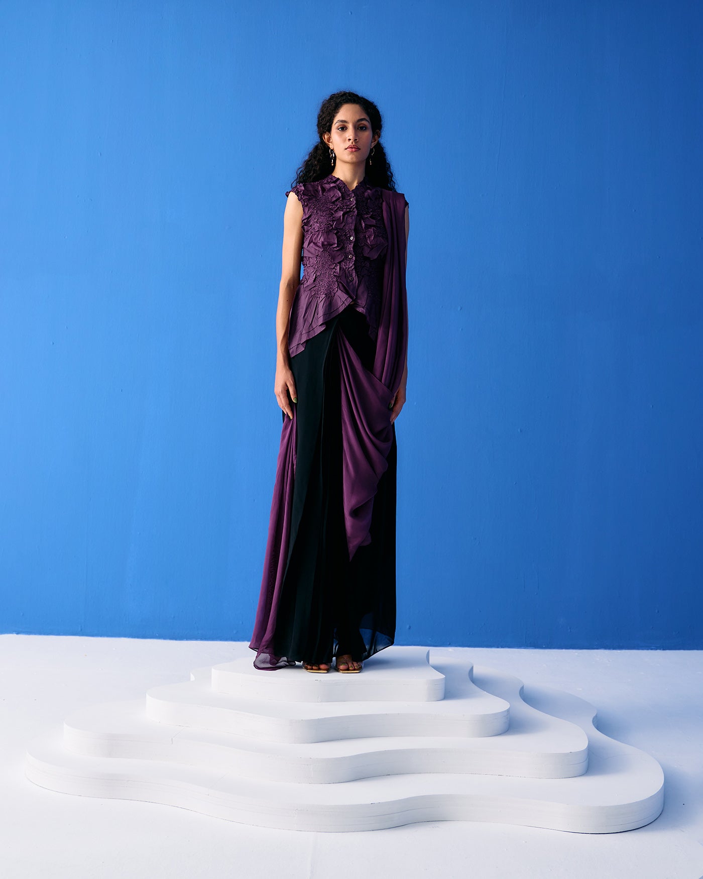 BLACK AND PURPLE SAREE