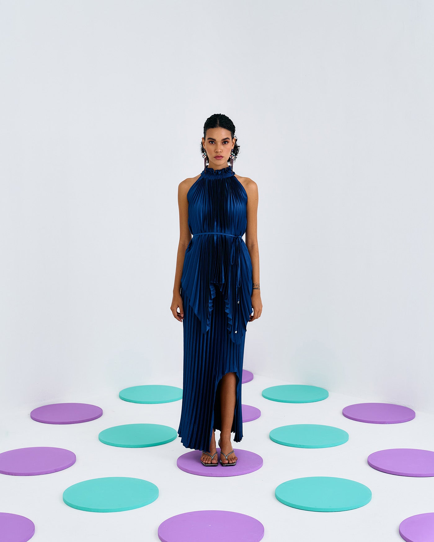 BLUE PLEATED MERMAID SKIRT