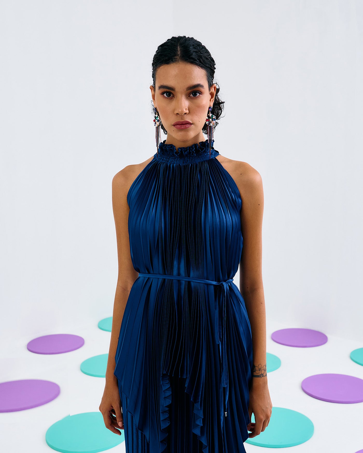 BLUE PLEATED MERMAID SKIRT