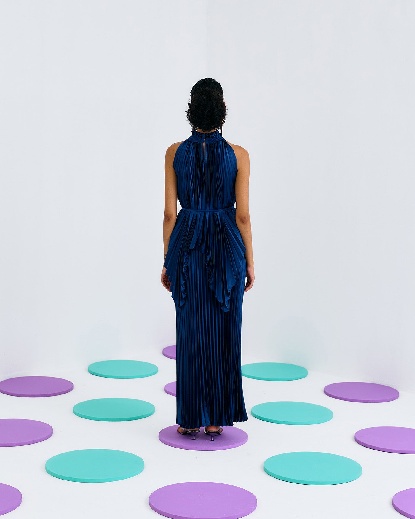 BLUE PLEATED MERMAID SKIRT