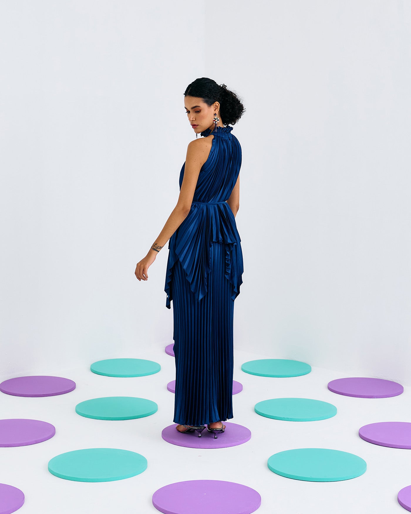 BLUE PLEATED MERMAID SKIRT