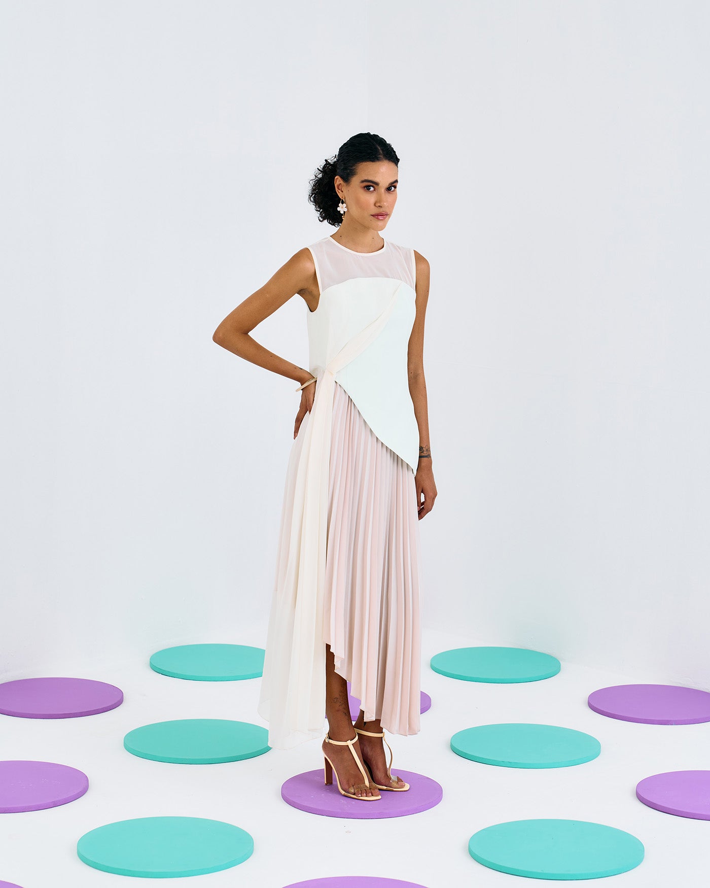 ROMANTIC DRAPE PLEATED GOWN