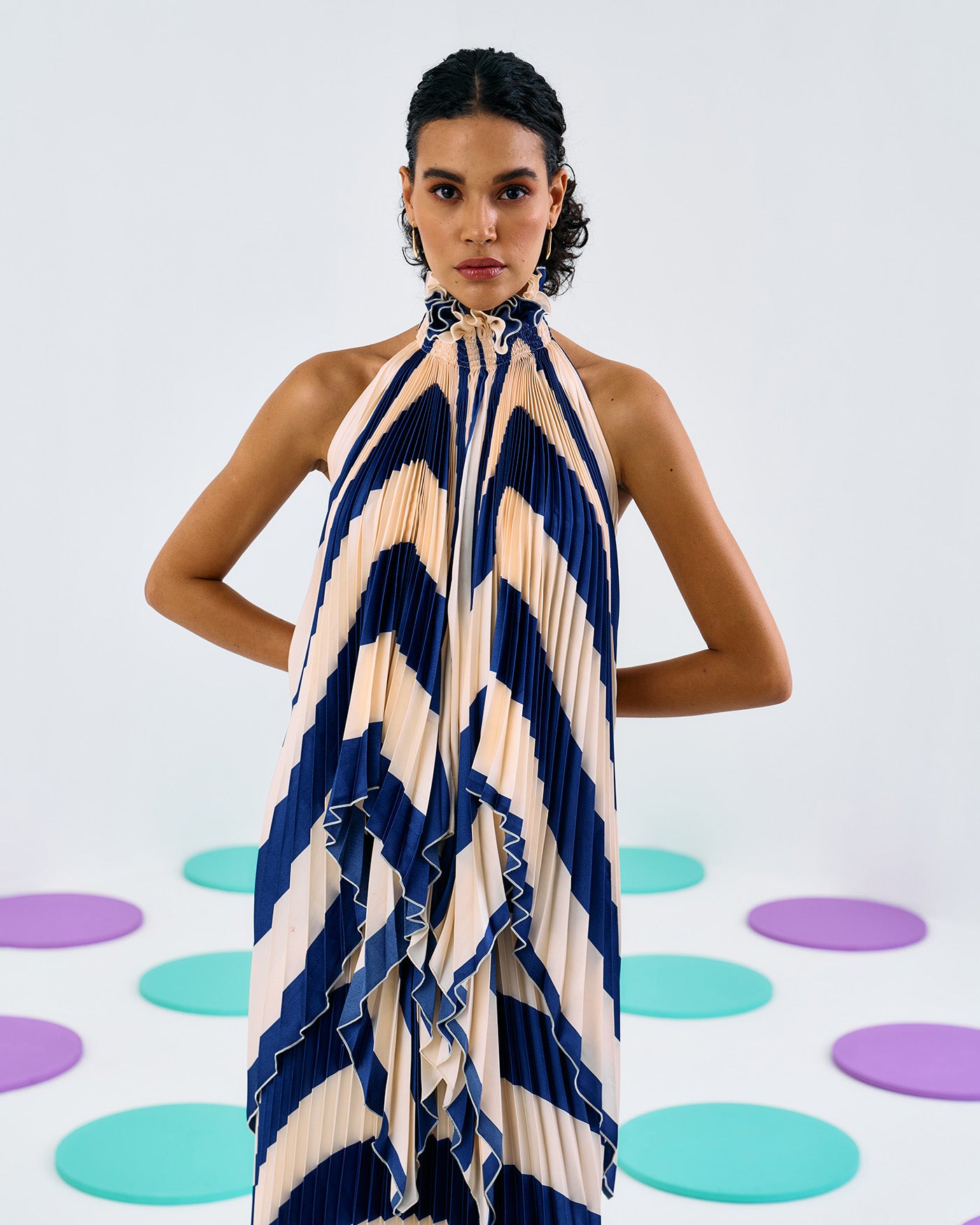 STRIPE PLEATED MERMAID SKIRT