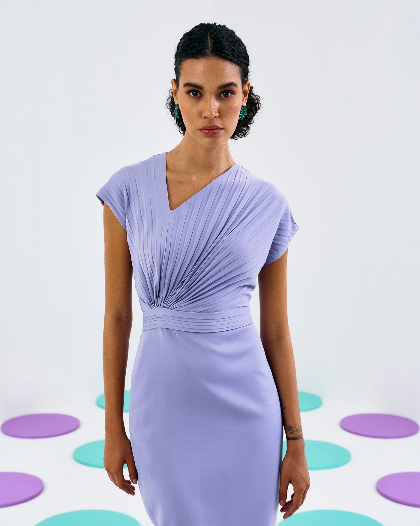 LILAC CLASSIC PLEATED DRESS