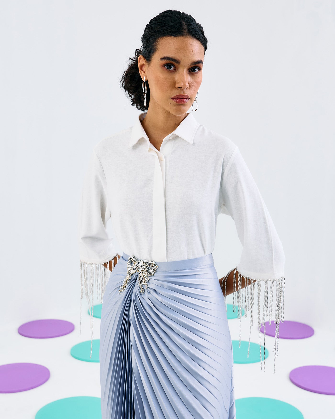 SILVER FORVER PLEATED SKIRT