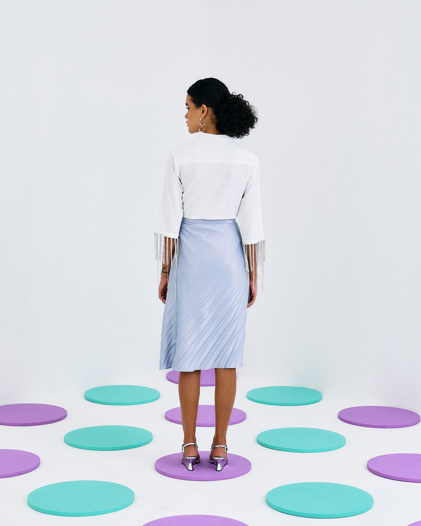 SILVER FORVER PLEATED SKIRT