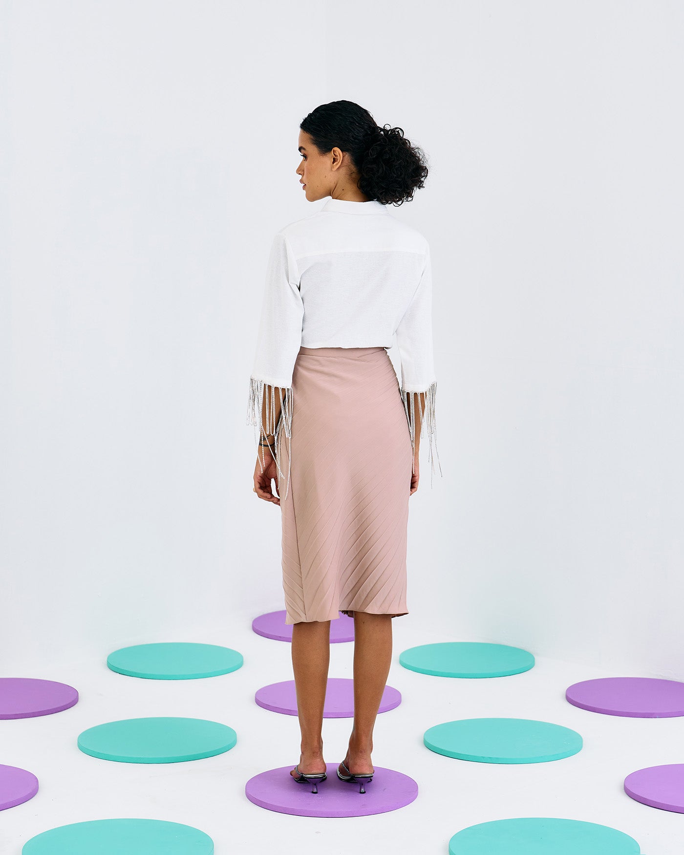 BEIGE FORVER PLEATED SKIRT