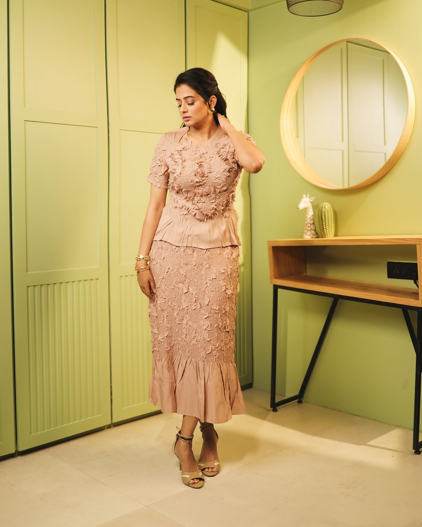 PRIYA MANI RAJ IN NUDE ASTER SKIRT SET