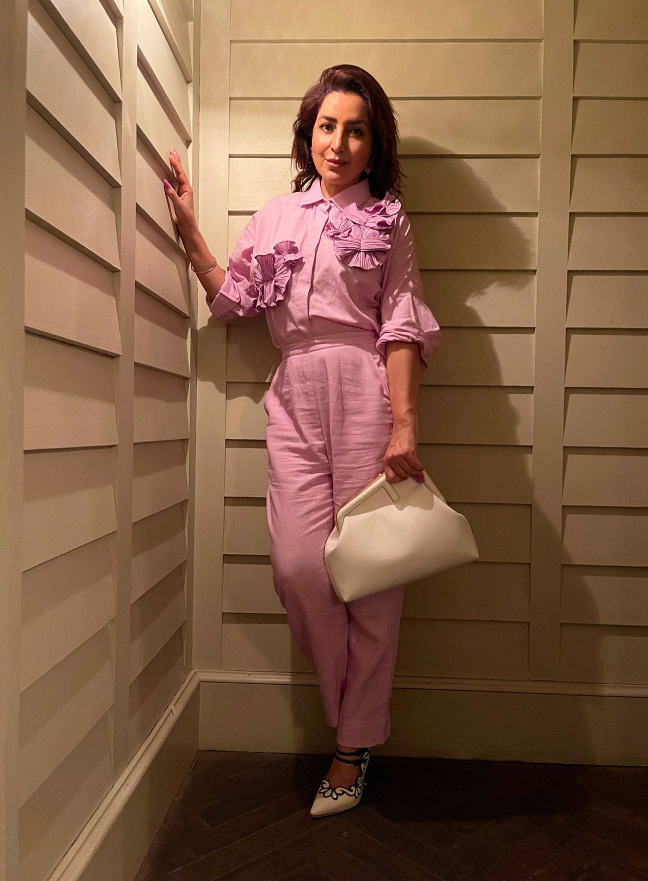 PURPLE FLOWER SHIRT & PANT SET