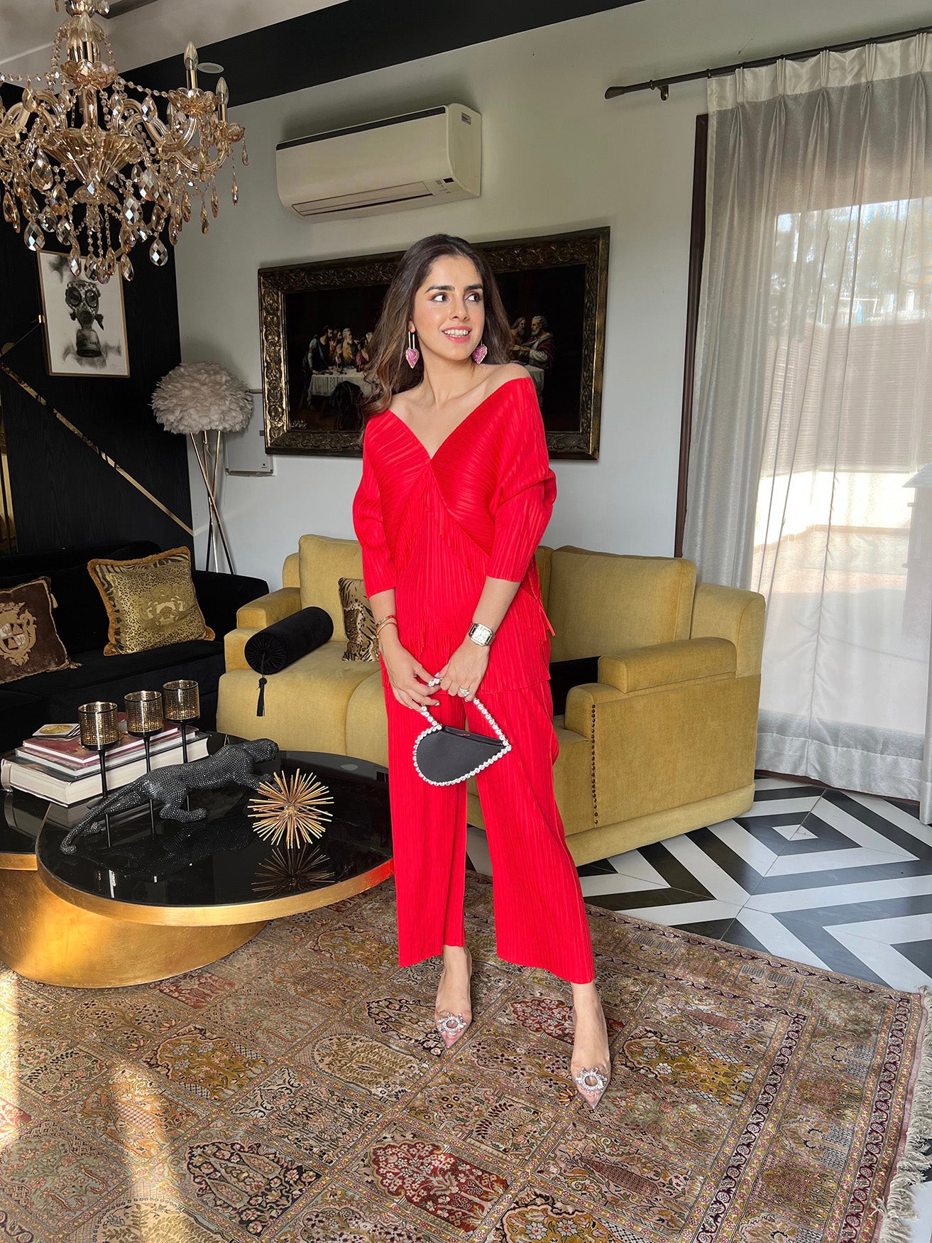 RED FRINGE COORD SET