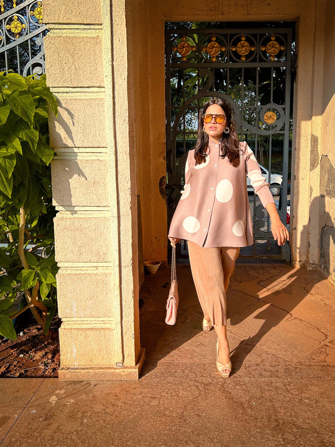 BROWN POLKA DOT COORD SET