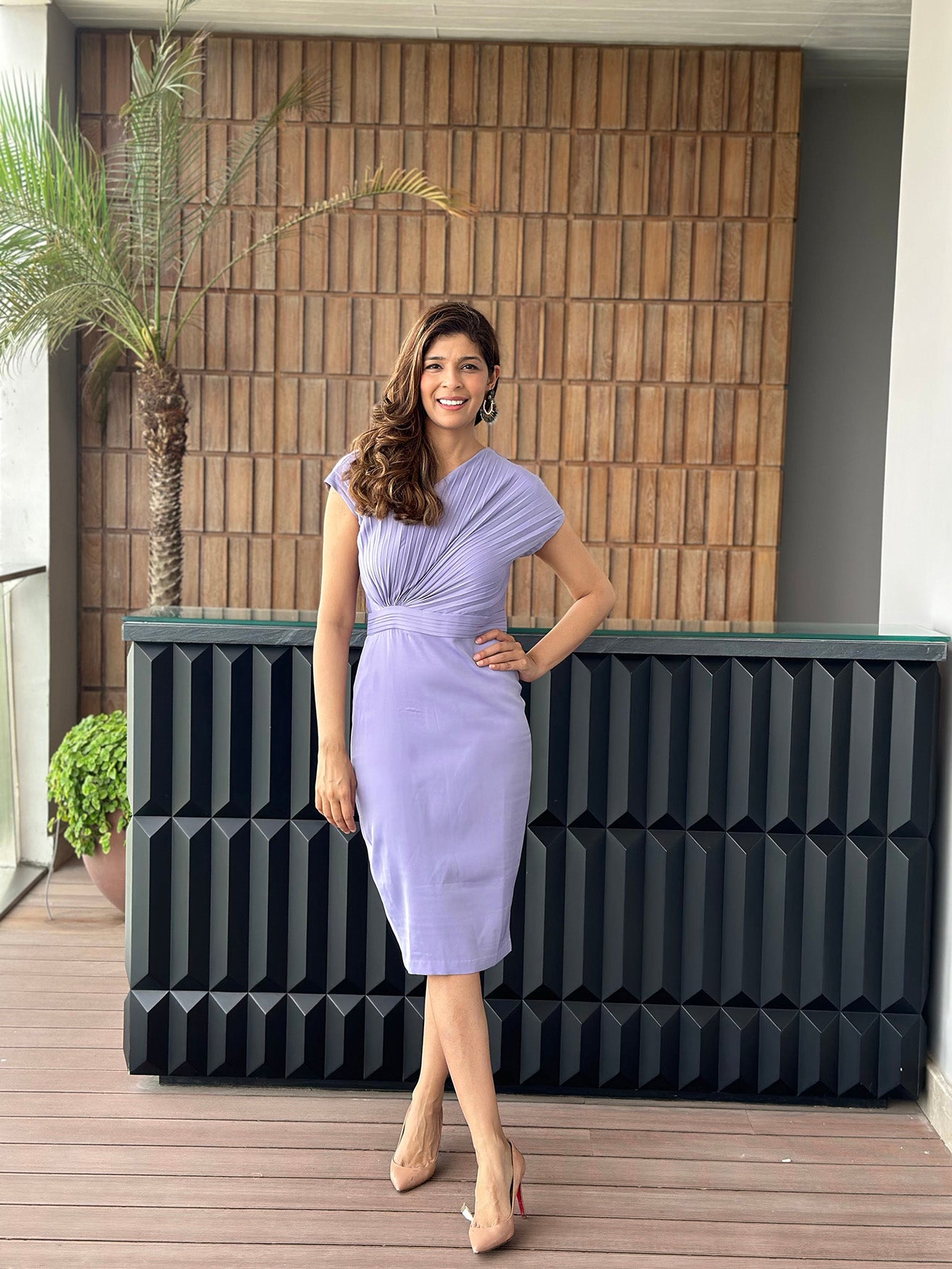 LILAC CLASSIC PLEATED DRESS