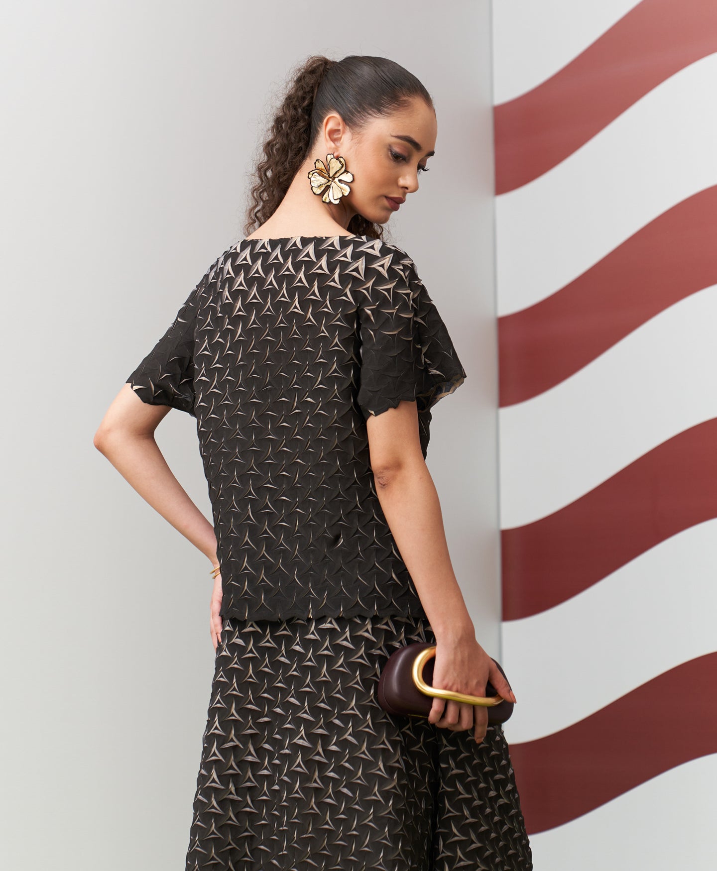 BEIGE BLACK ALTO SKIRT SET