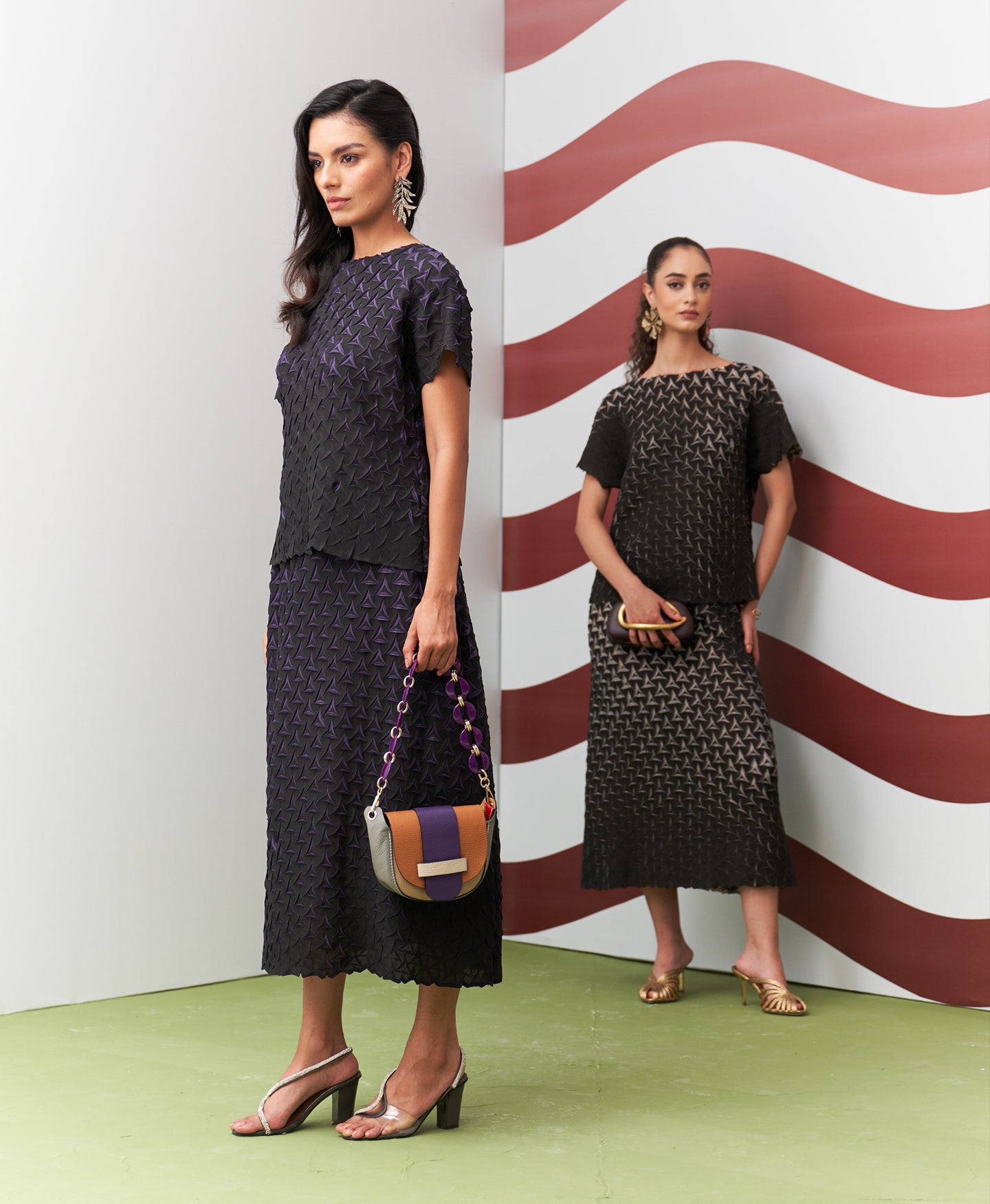 PURPLE BLACK ALTO SKIRT SET