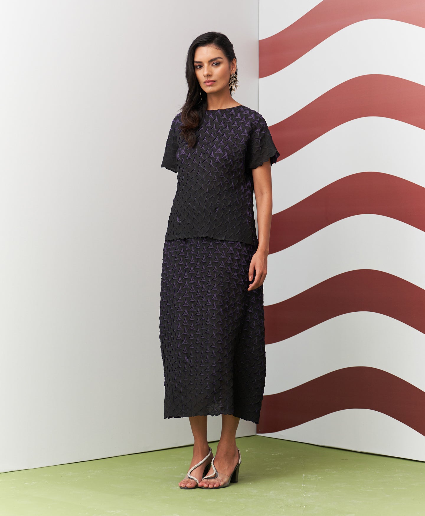 PURPLE BLACK ALTO SKIRT SET