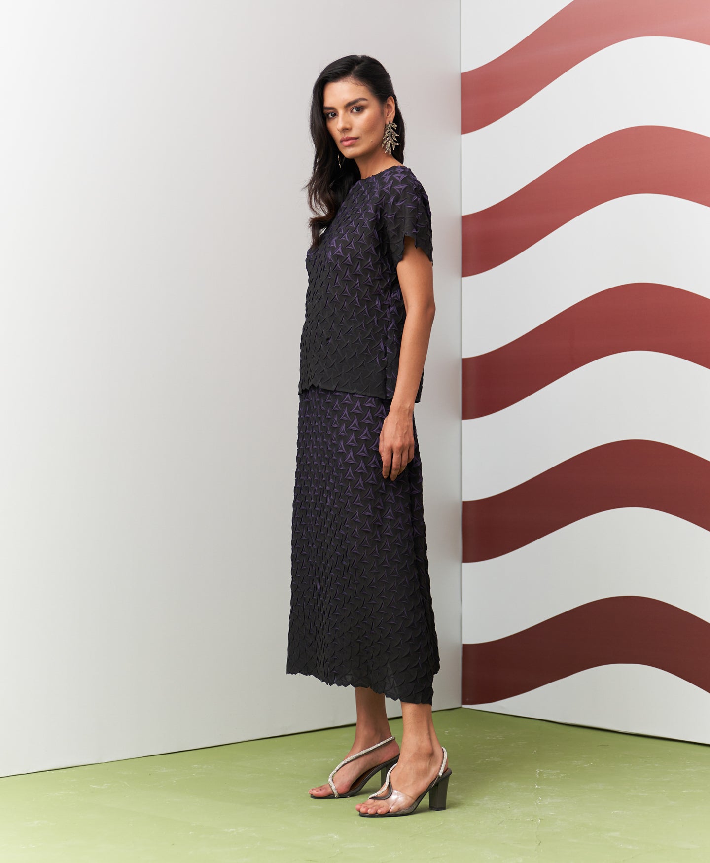 PURPLE BLACK ALTO SKIRT SET