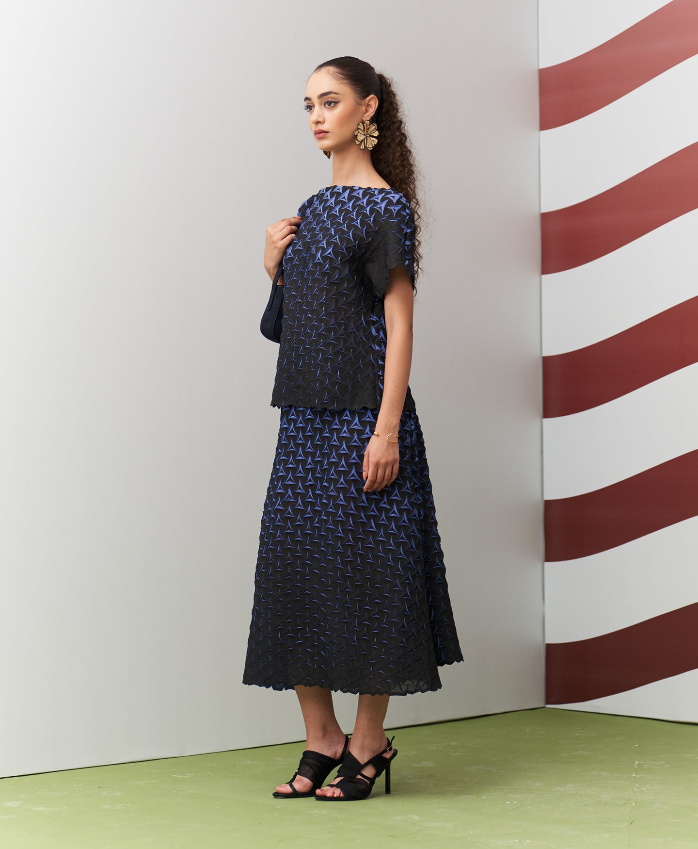 BLUE BLACK ALTO SKIRT SET