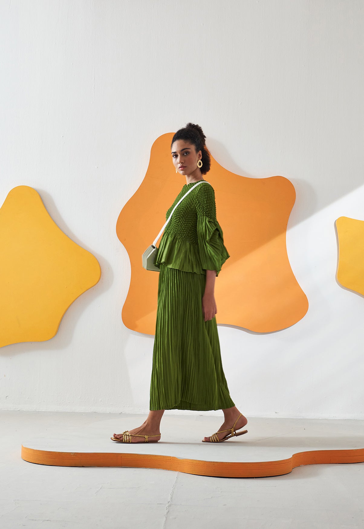 LIME GREEN WEAVEY COORD SET