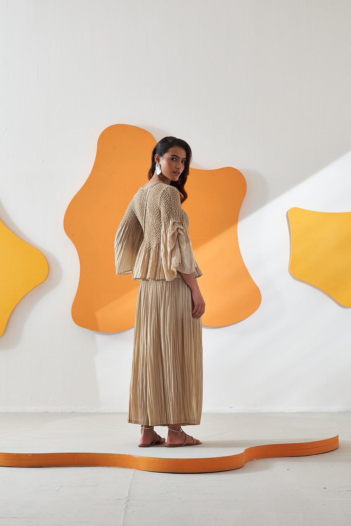 BEIGE WEAVEY COORD SET