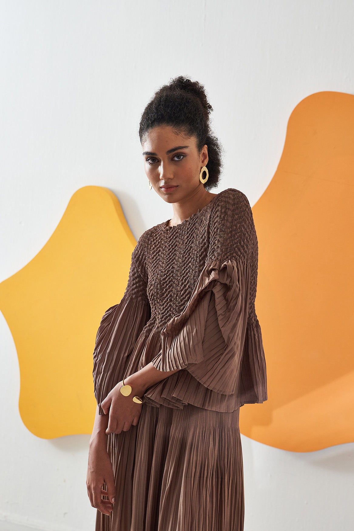 BROWN WEAVEY COORD SET