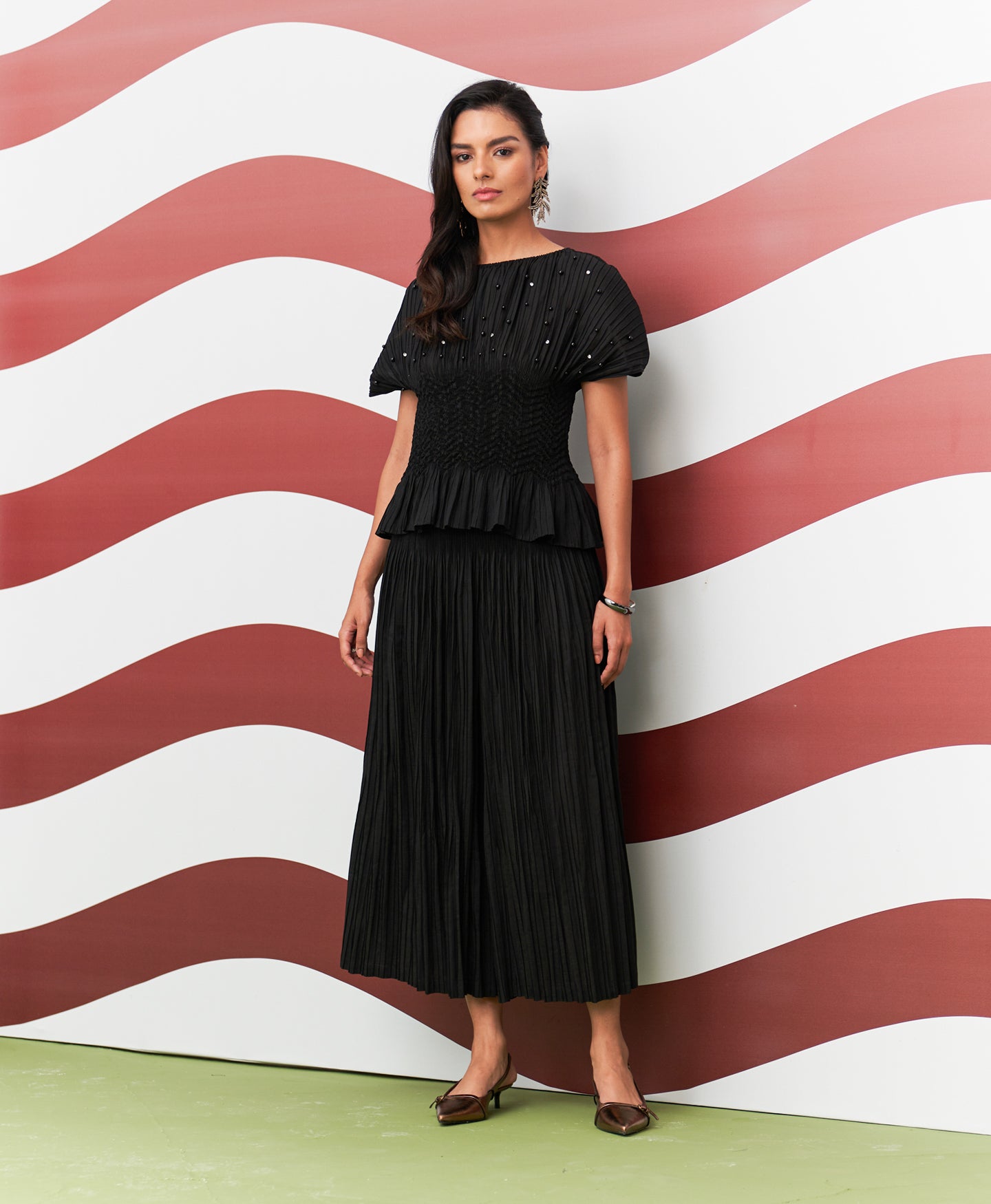 BLACK WEAVA COORD SET