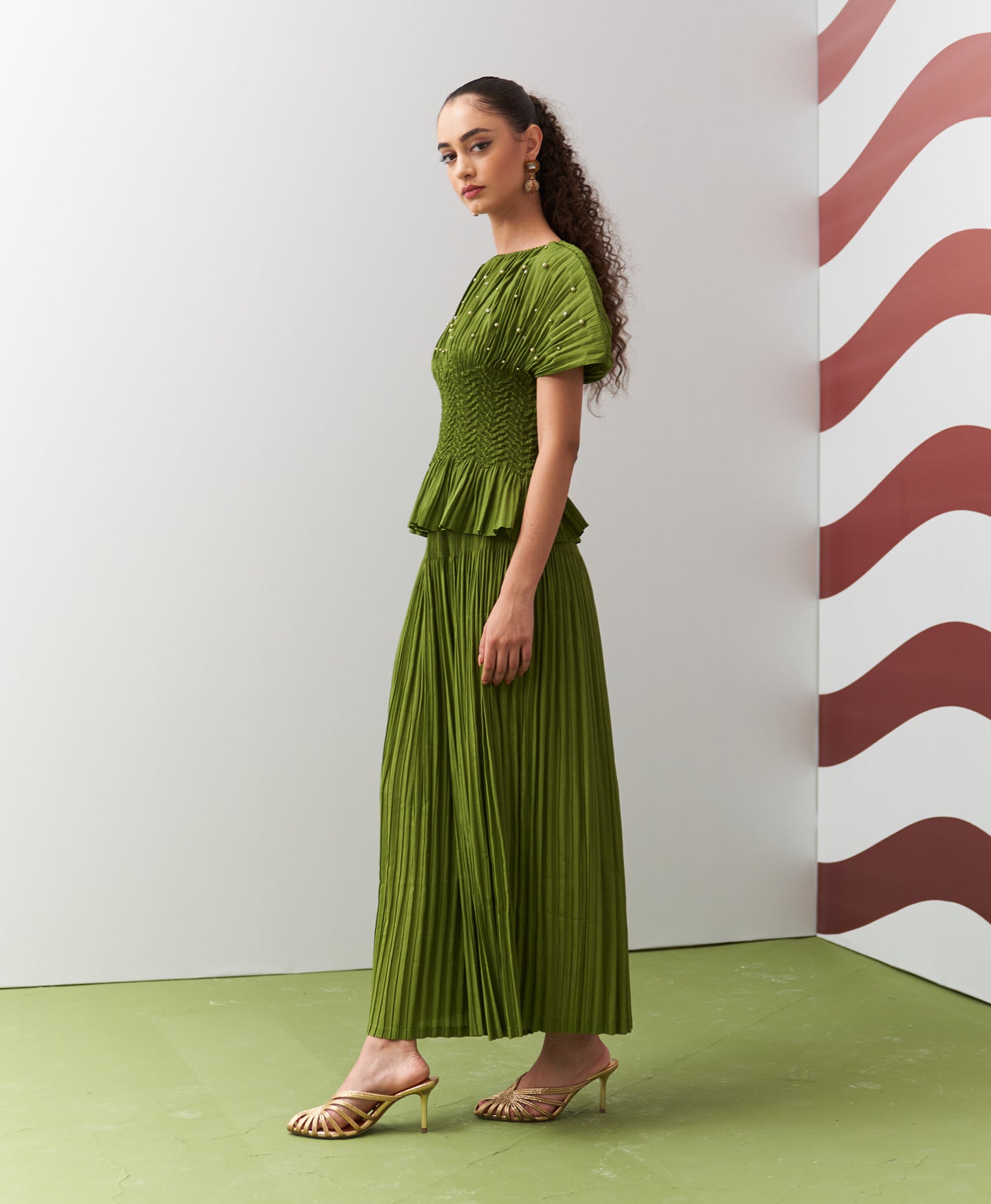 LIME GREEN WEAVA COORD SET