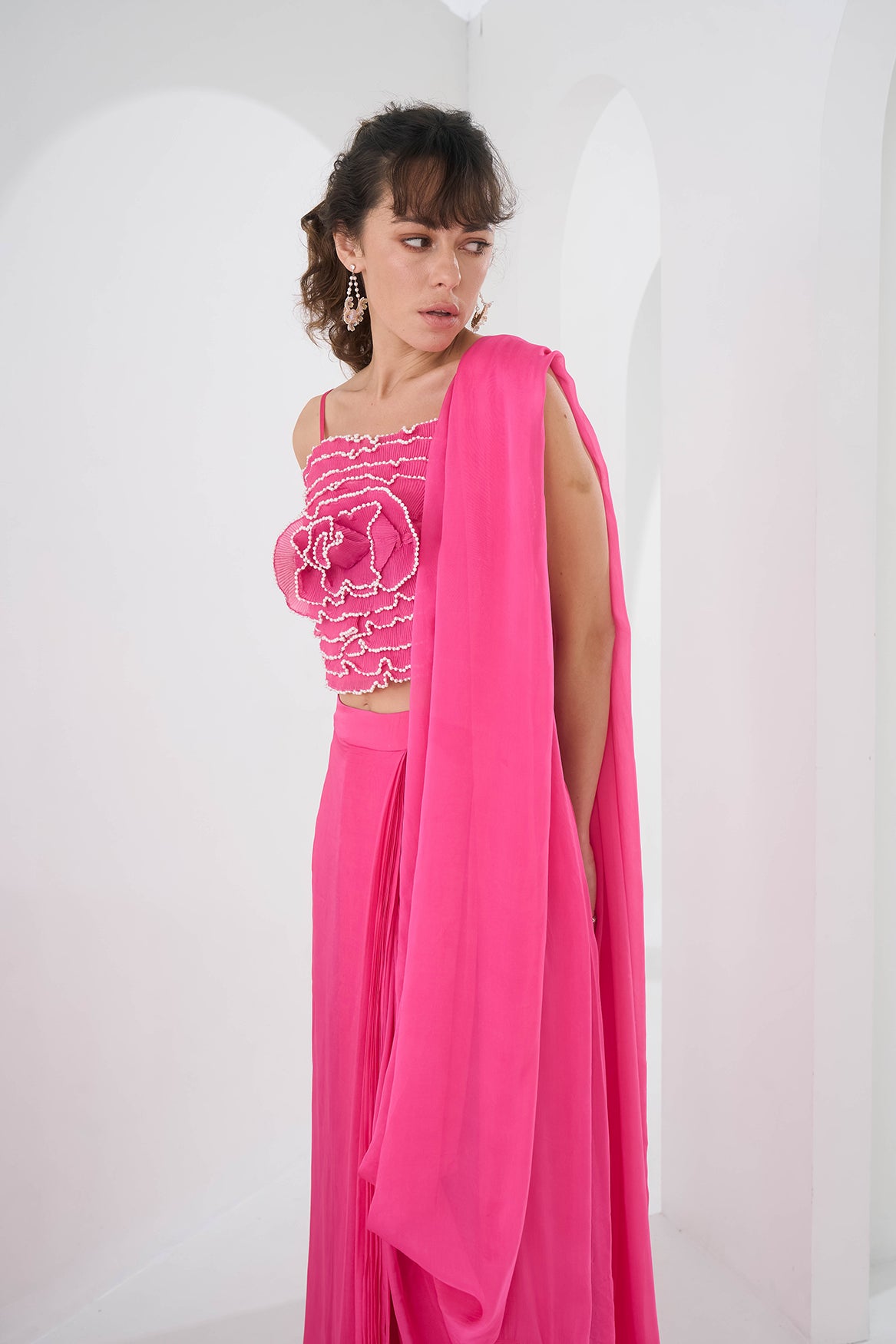 FUSCIA SKIRT SAREE
