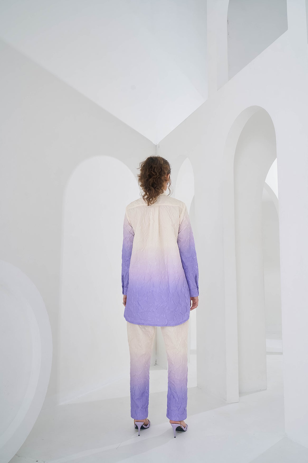 PURPLE OMBRE CRUSHED COORD SET