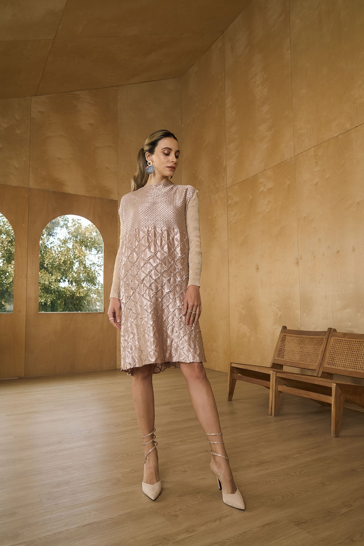 IVORY MERMAID TEXTURED DRESS