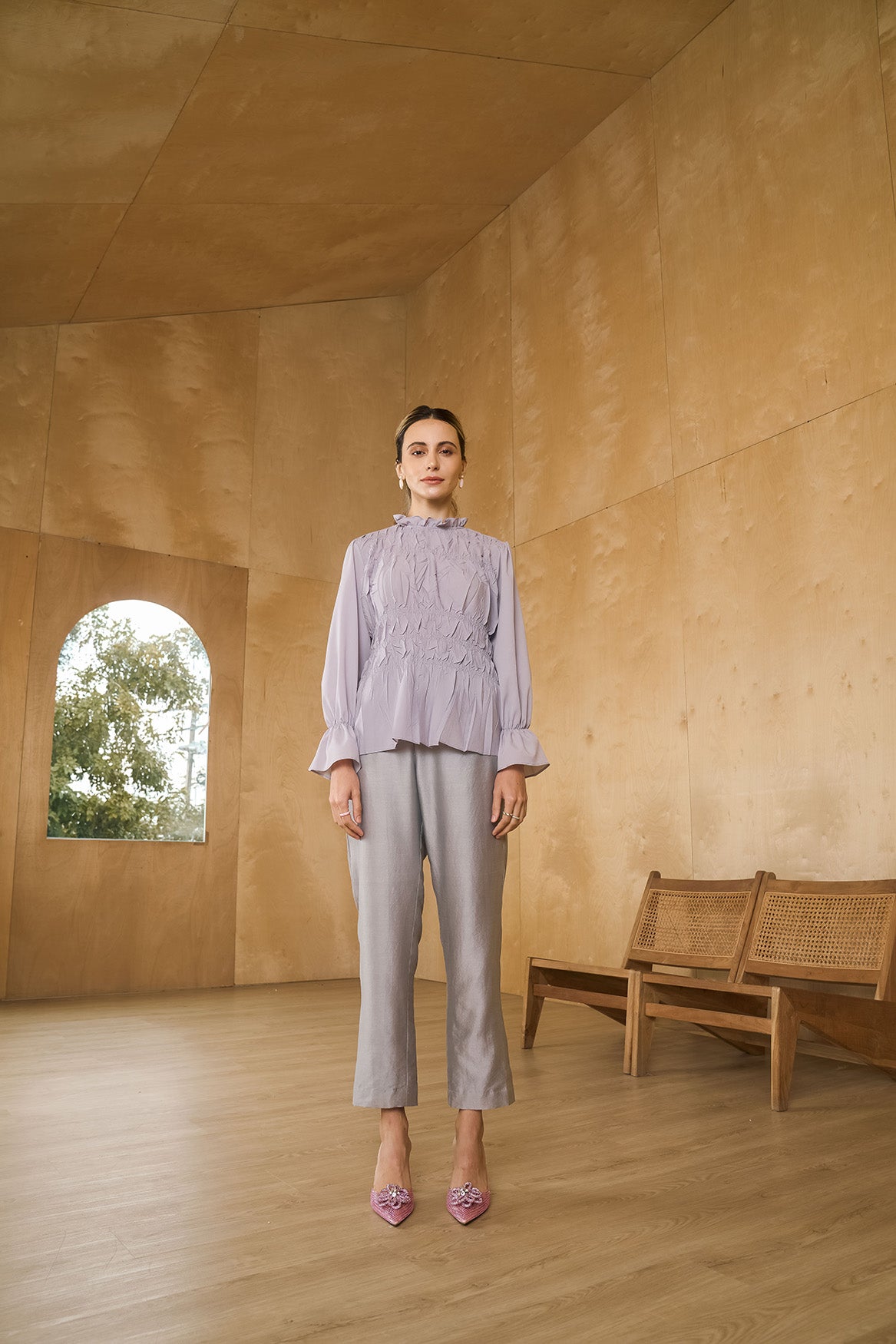 GREY SAASHAA TEXTURED TOP