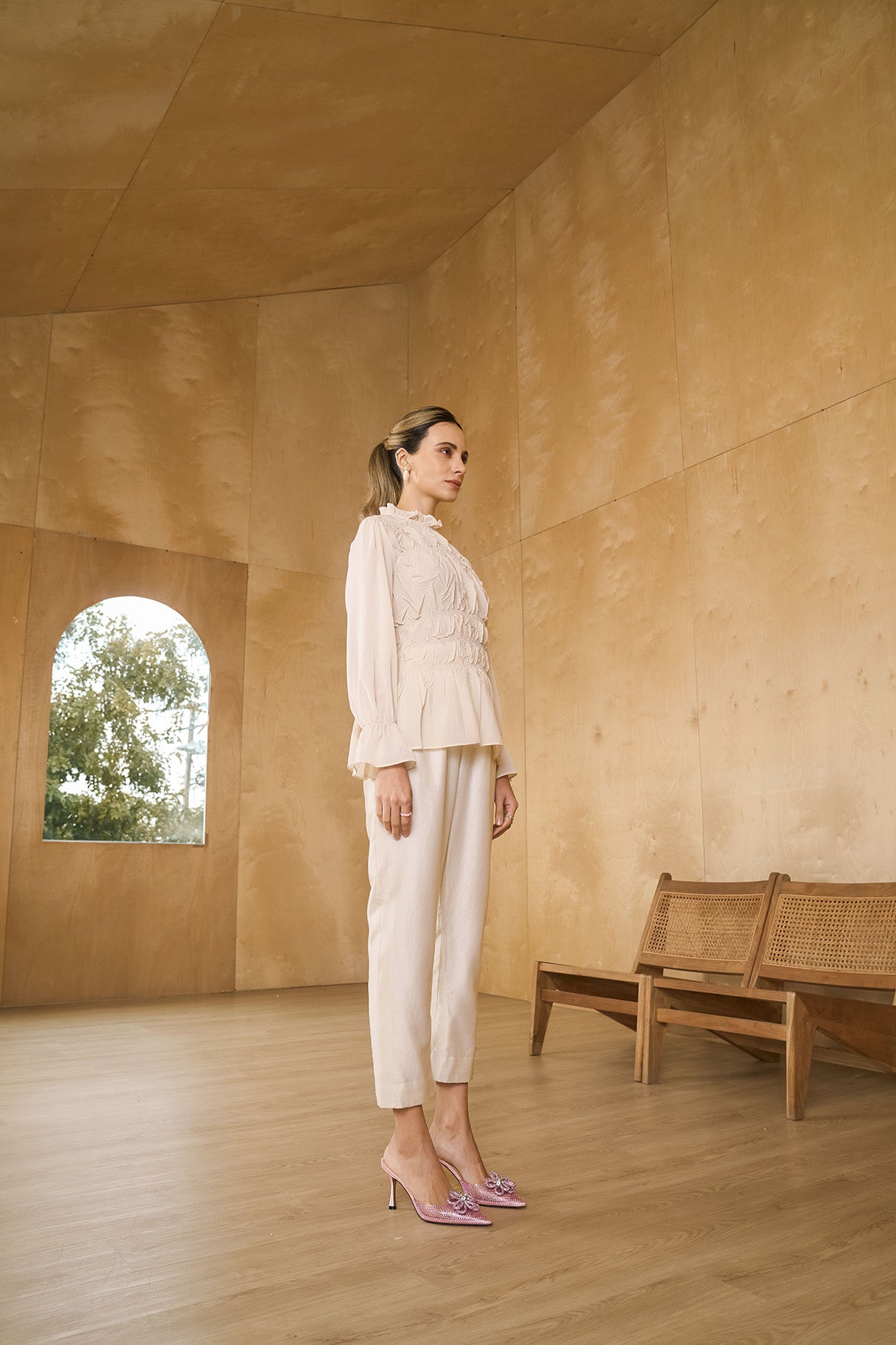 andmary　Avrill ribbon tops　ivory ANDMARY】Avrill ribbon tops