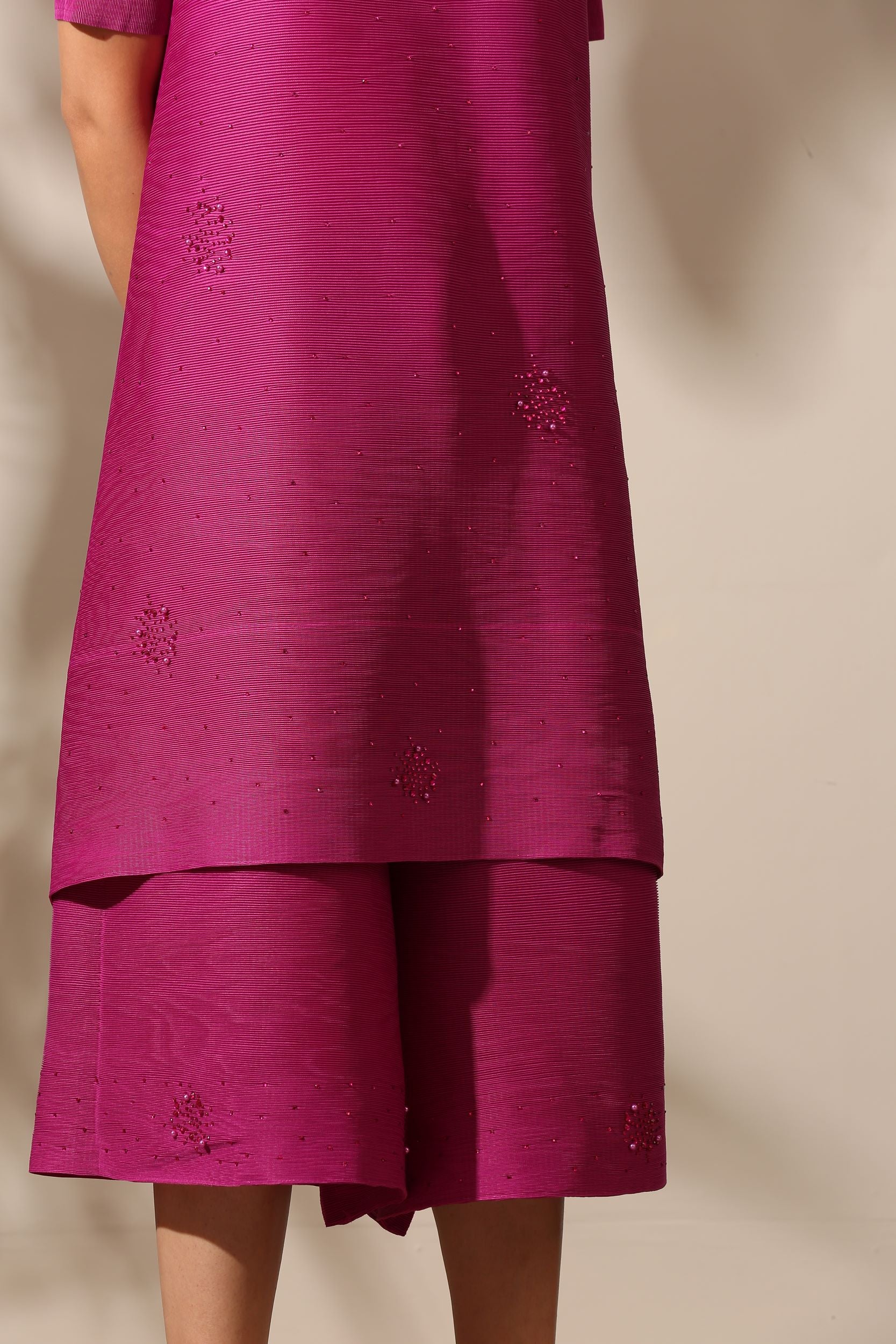 FUSCIA EMBROIDED KURTI SET