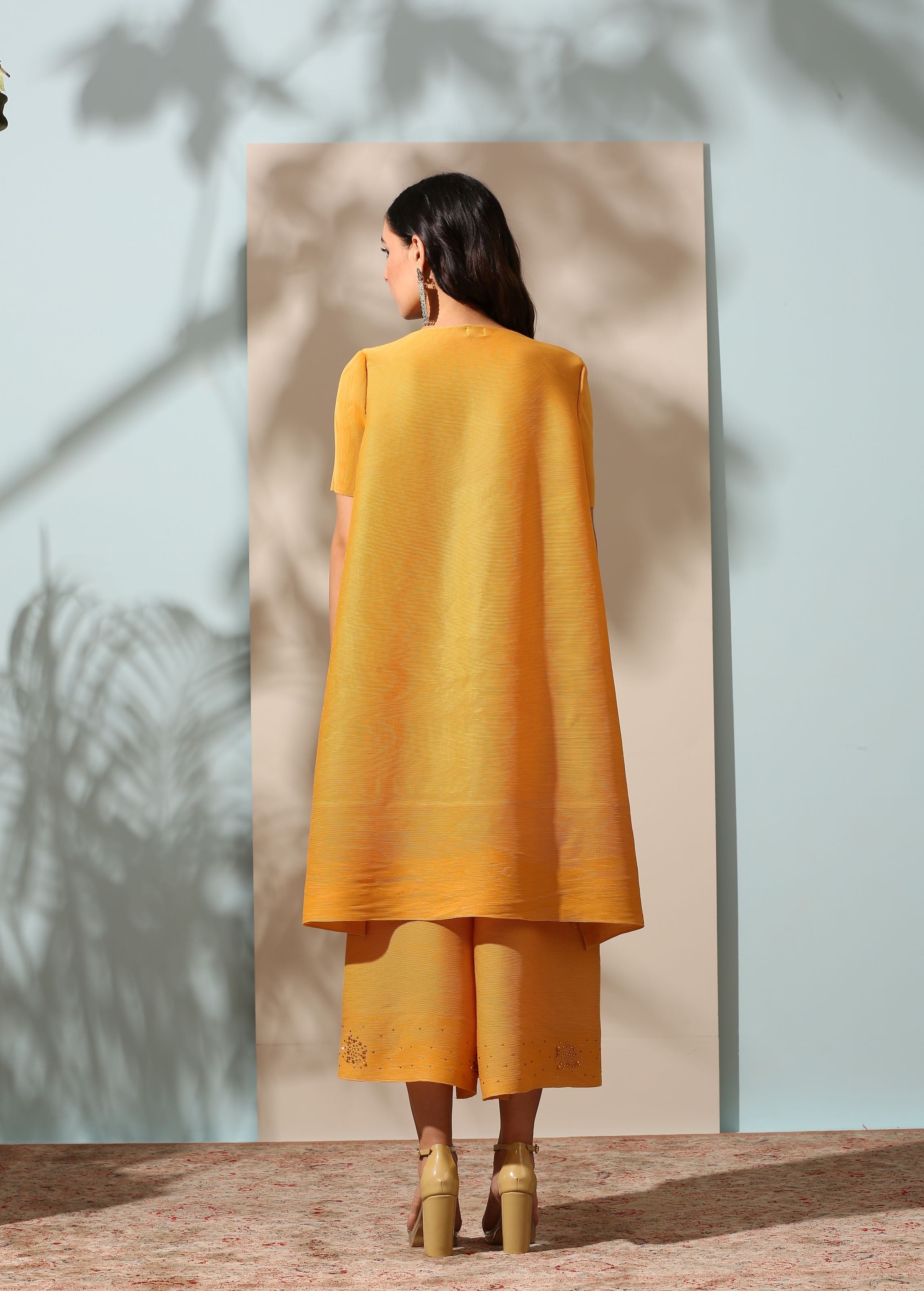 MUSTARD EMBROIDED KURTI SET