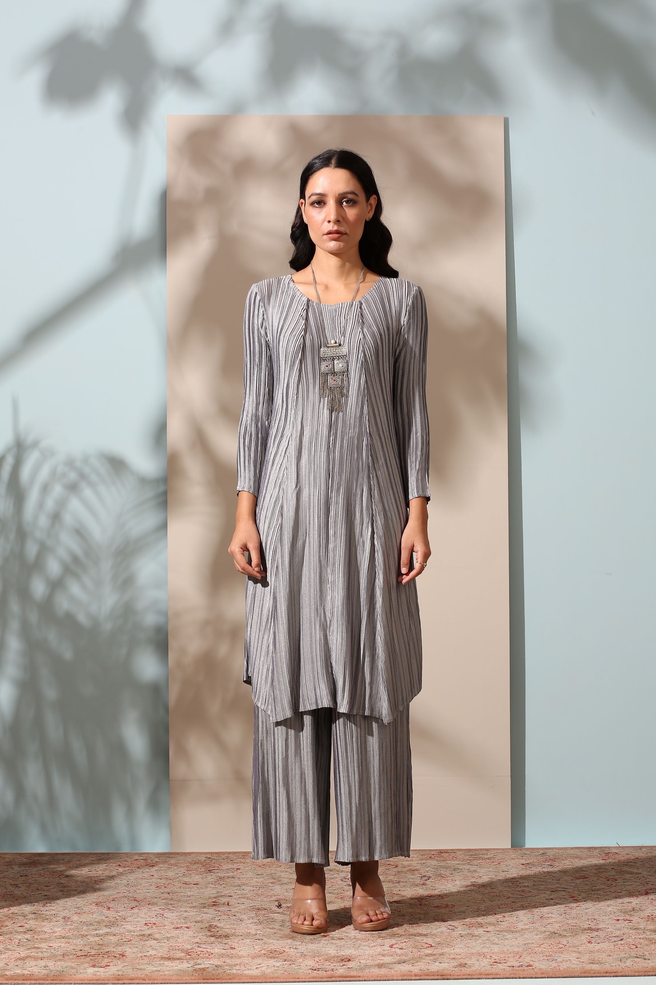 SILVER KURTI SET