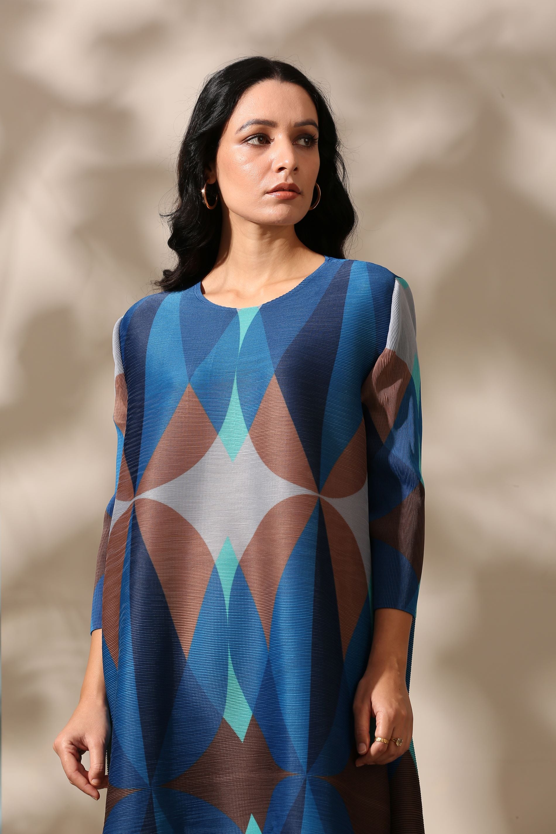 BLUE MOSIAC PRINT KURTI DRESS