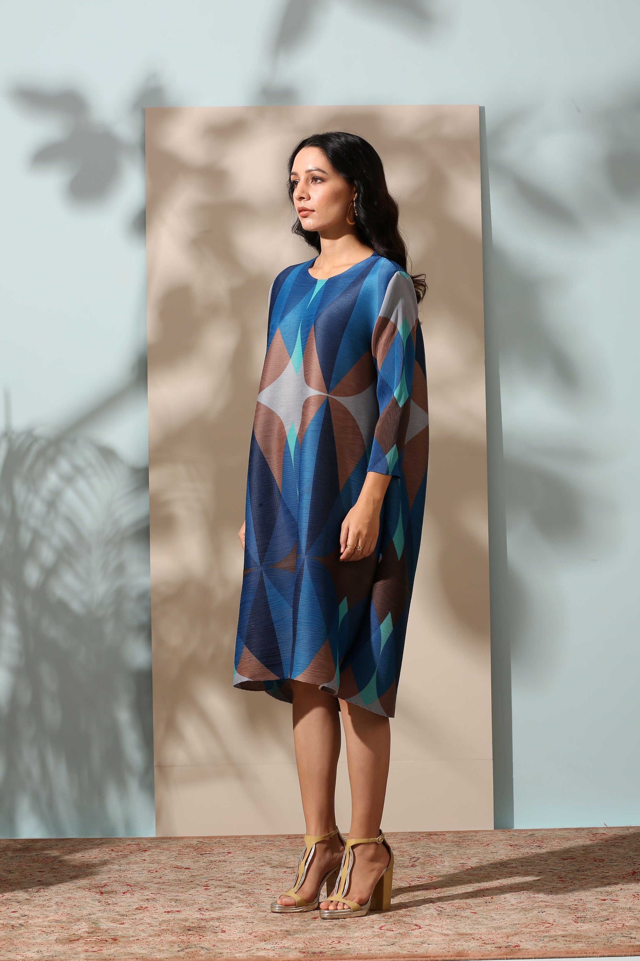 BLUE MOSIAC PRINT KURTI DRESS