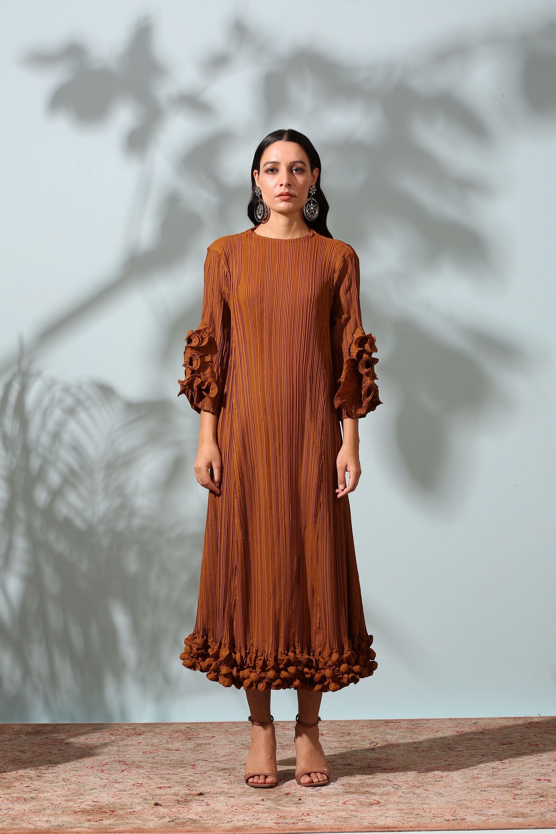 MUSTARD FRILL EDGE DRESS