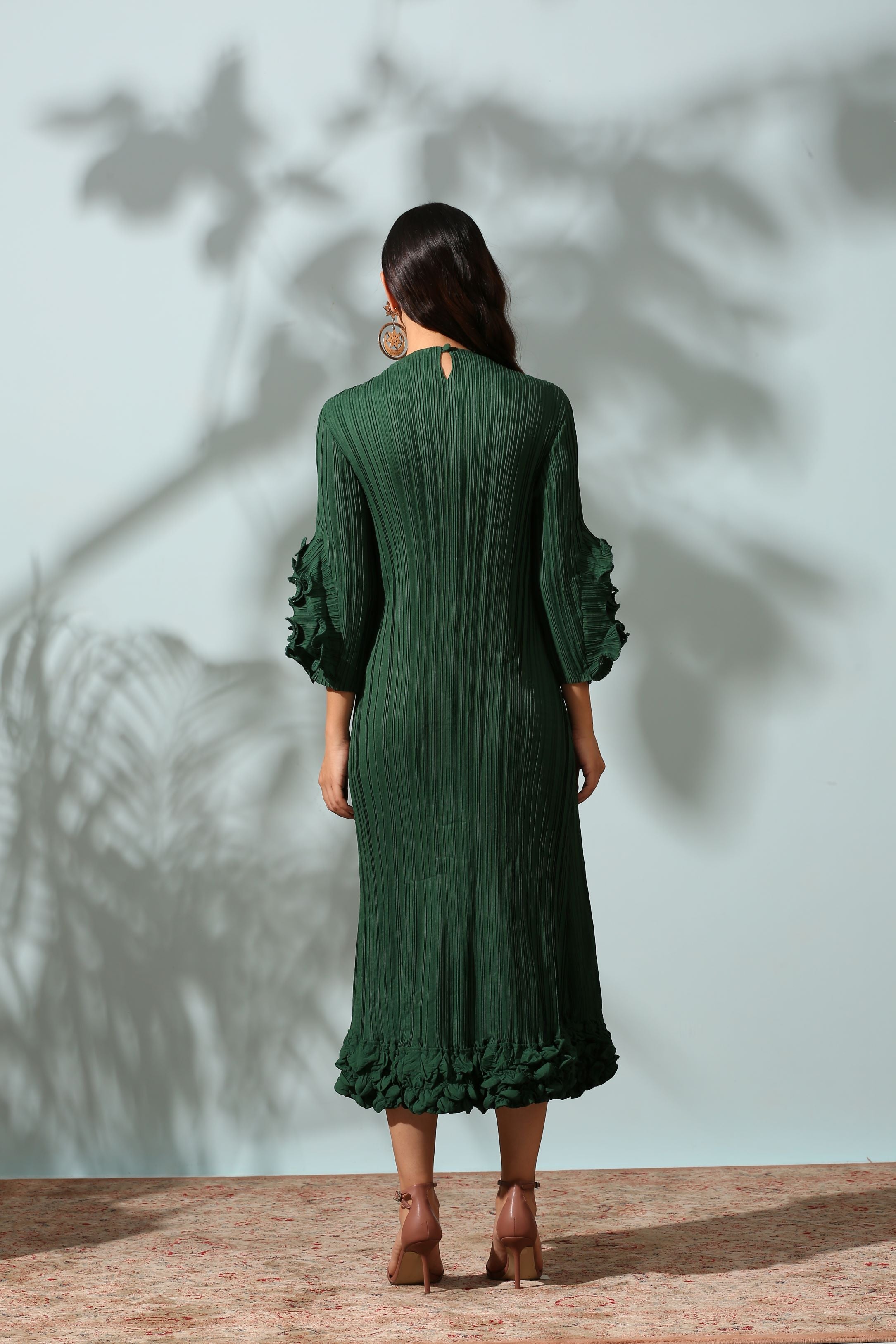 GREEN FRILL EDGE DRESS