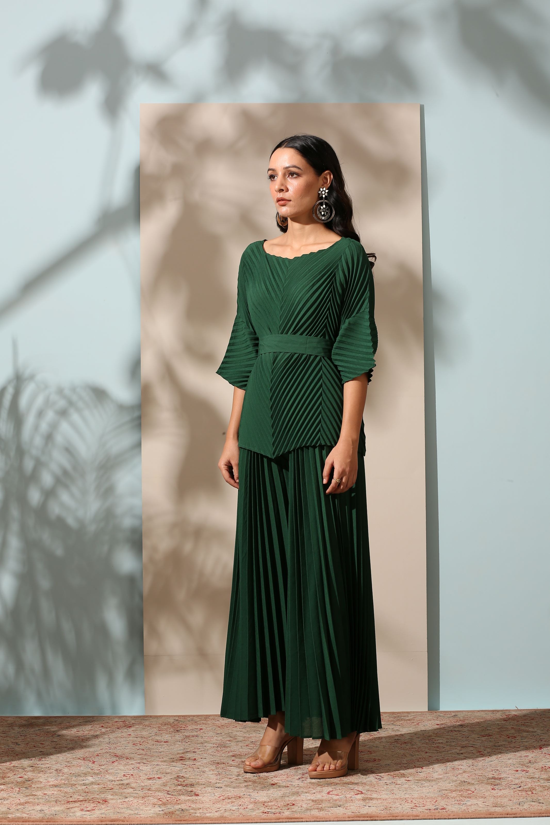PINE GREEN SHARARA SET