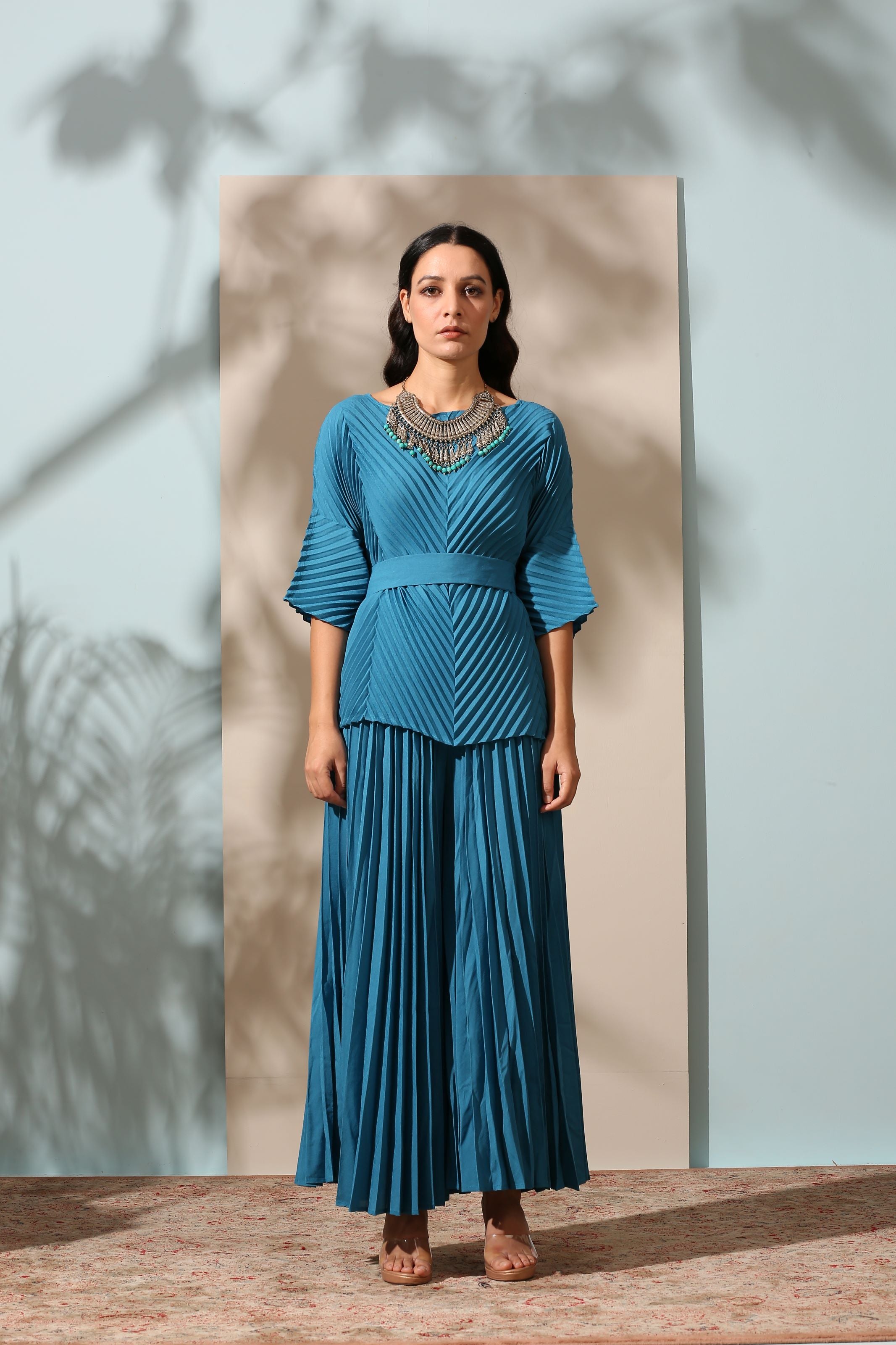 TEAL BLUE SHARARA SET