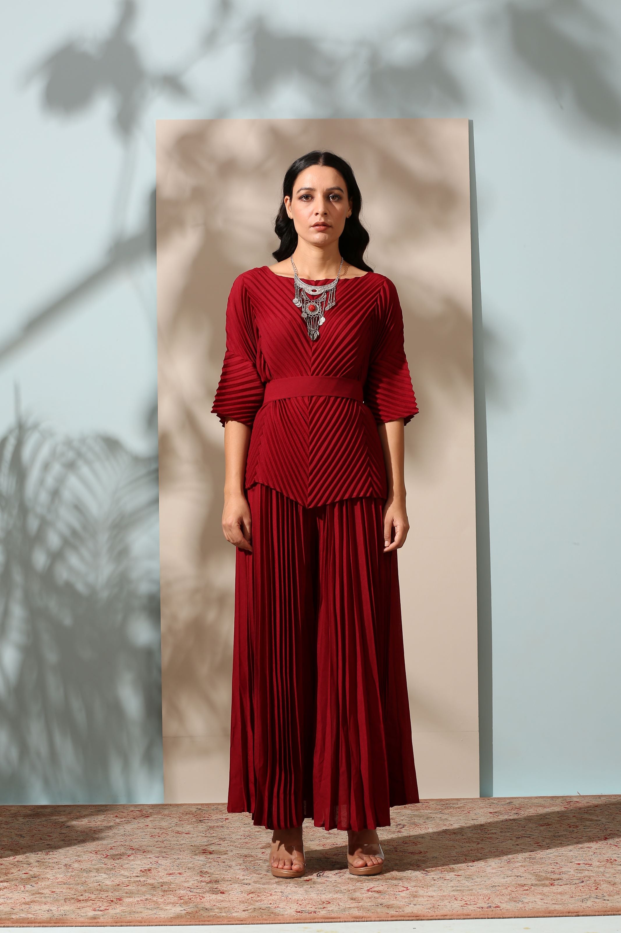 MAROON SHARARA SET