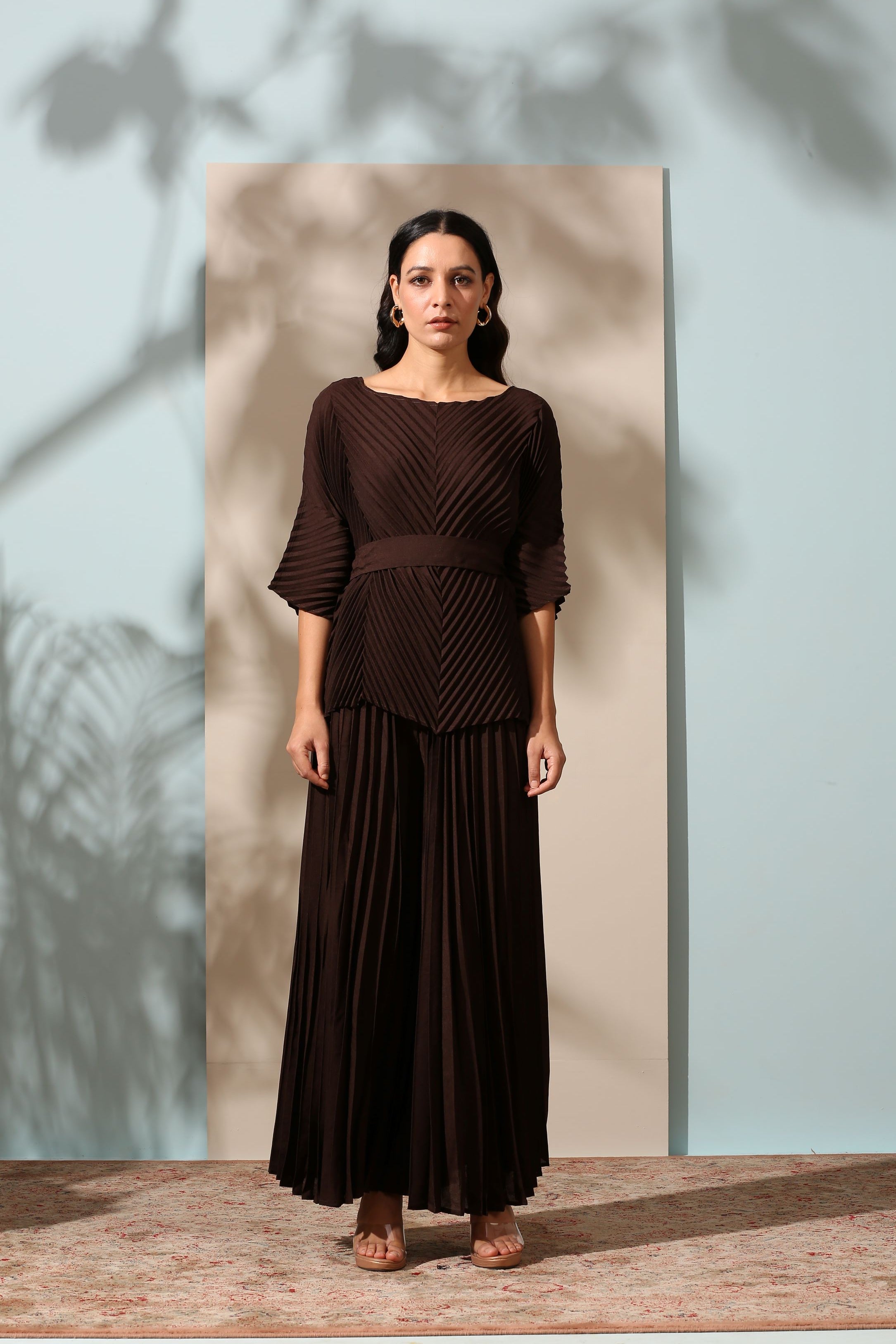 DARK BROWN SHARARA SET