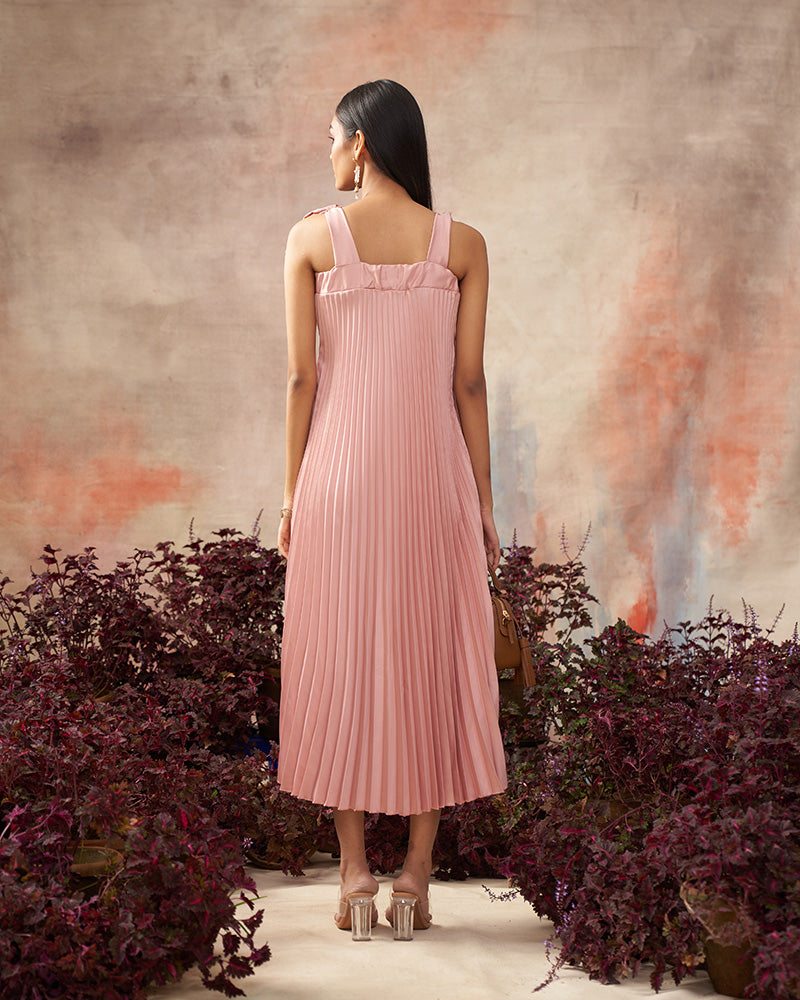PINK PLEATS SLIP DRESS