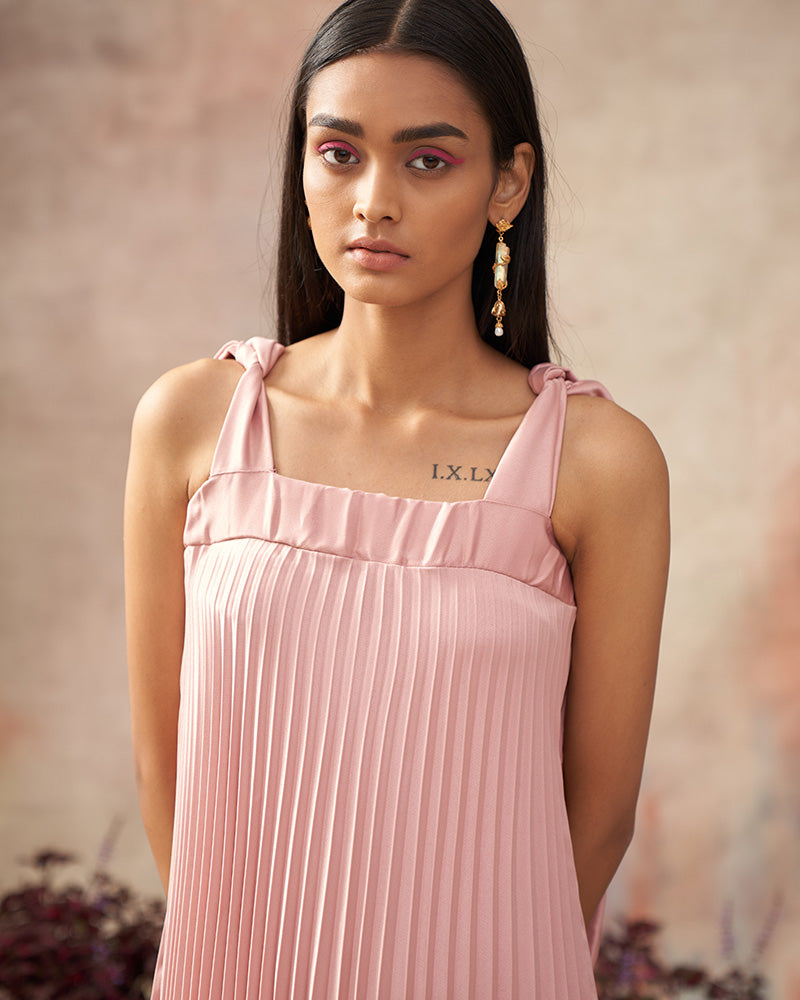 PINK PLEATS SLIP DRESS